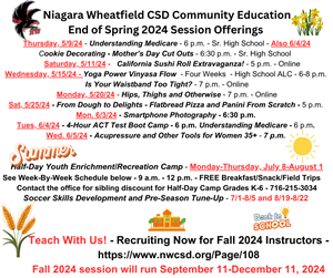 Community Education End of Spring Offerings
